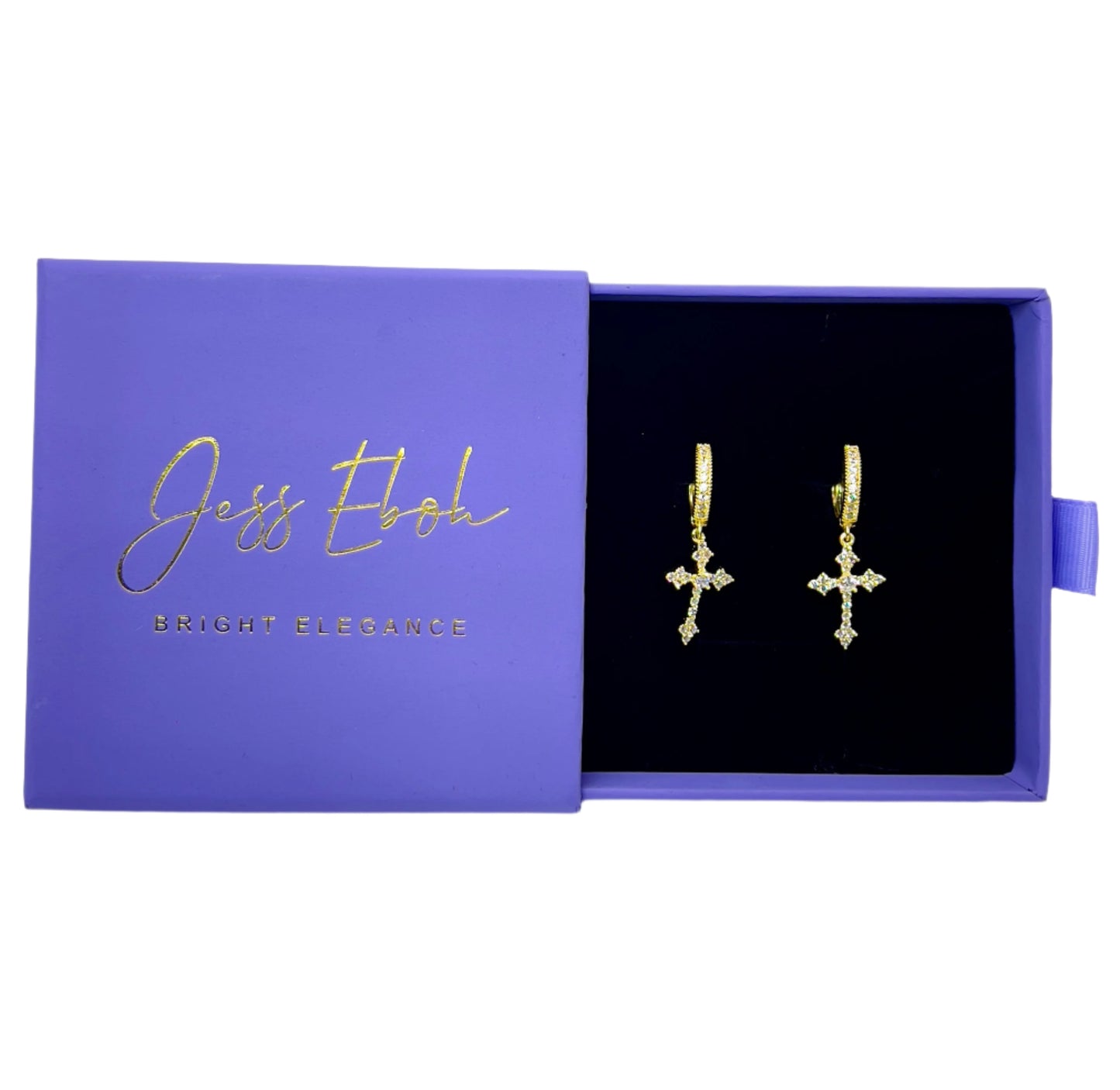 Gold Cross Hoop Earrings